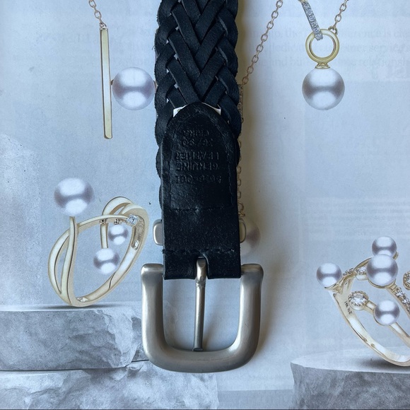 BLack color Woven 100% genuine Leather Belt gorgeous Leather Belt Size: 36/90 - Picture 6 of 15